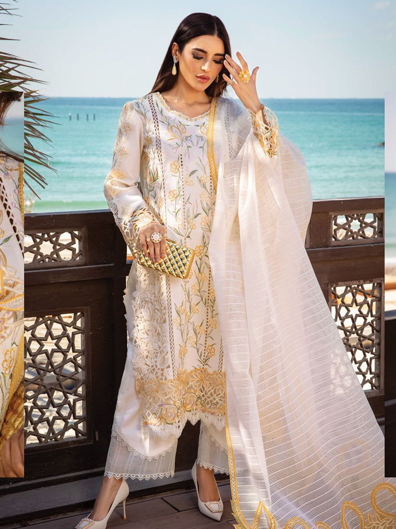 Rang Rasiya Premium Embroidered Lawn Unstitched 3Pc Suit D-07 NOOREH