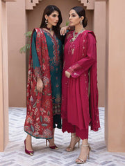 Rang Rasiya Carnation Embroidered Karandi 3Pc Suit D-10 AERGUL
