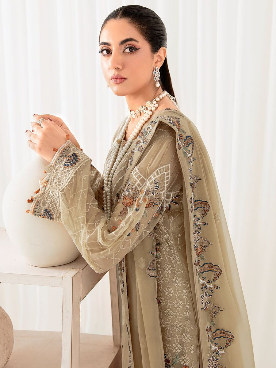 Ramsha Rangoon Vol-10 Luxury Chiffon Unstitched 3Pc Suit D-1001