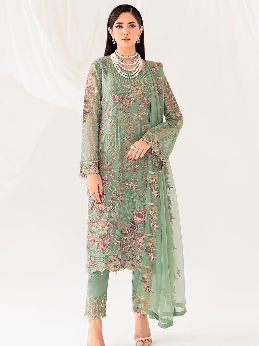 Ramsha Rangoon Vol-10 Luxury Chiffon Unstitched 3Pc Suit D-1003