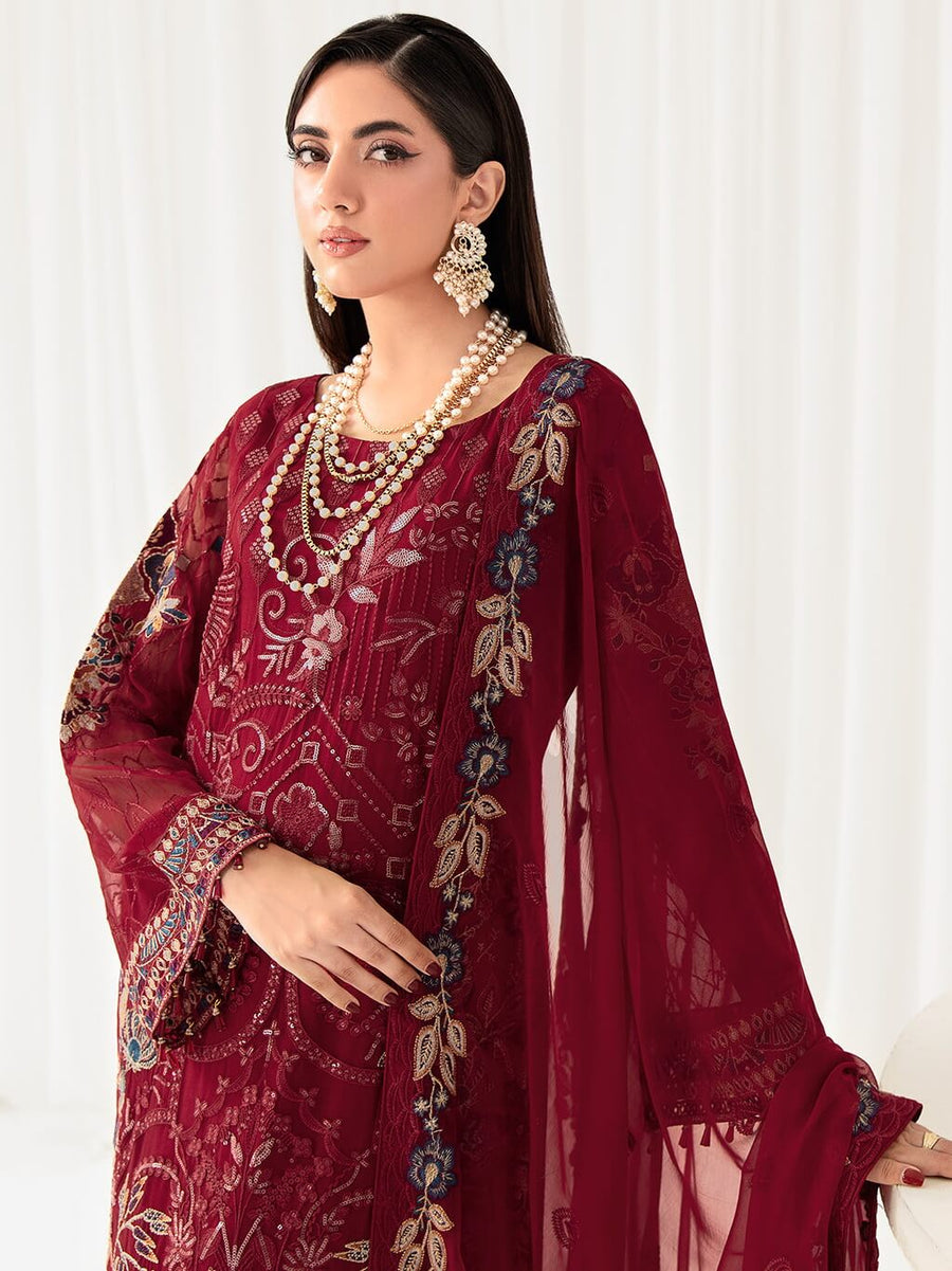 Ramsha Rangoon Vol-10 Luxury Chiffon Unstitched 3Pc Suit D-1004