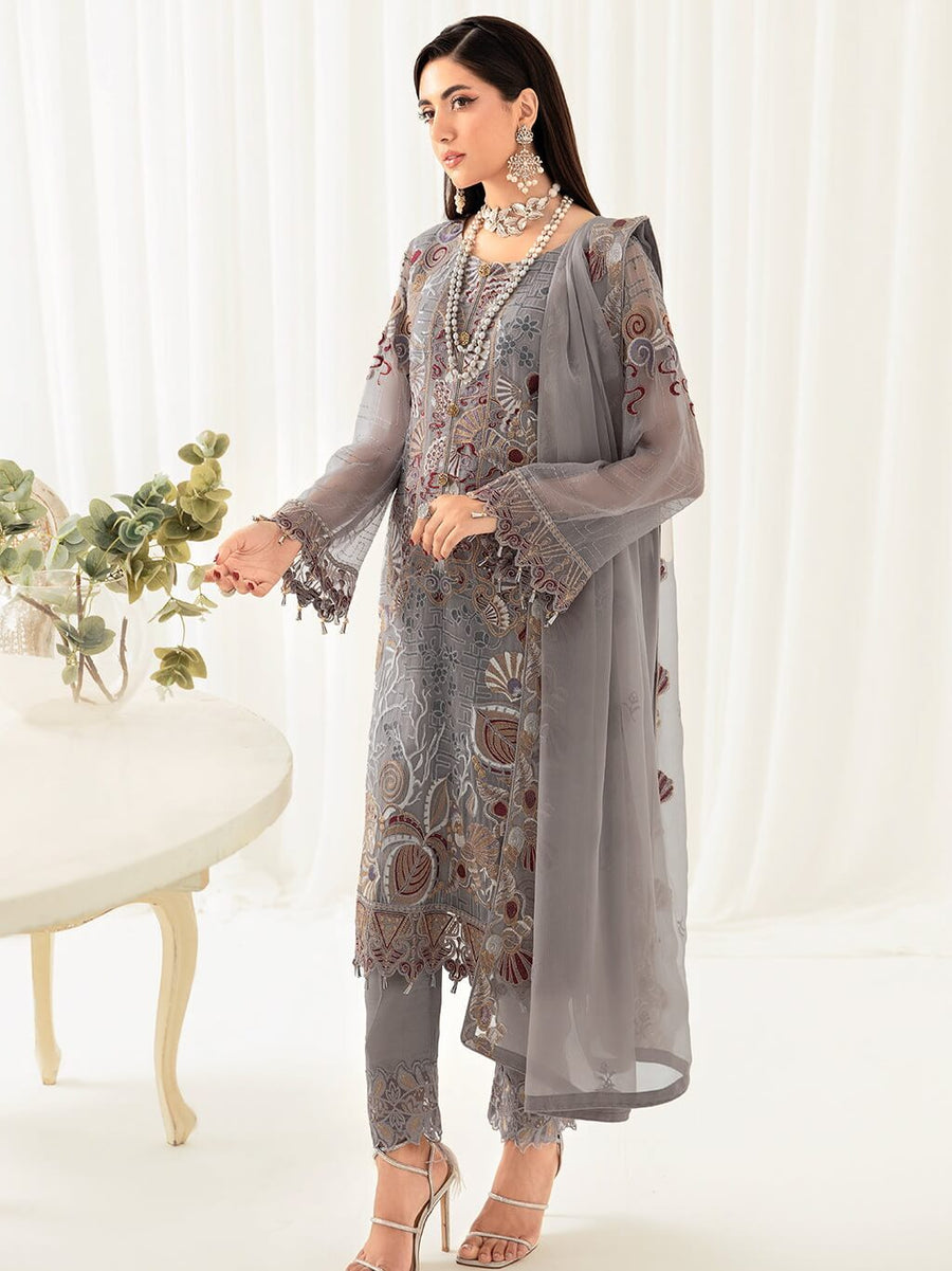 Ramsha Rangoon Vol-10 Luxury Chiffon Unstitched 3Pc Suit D-1006