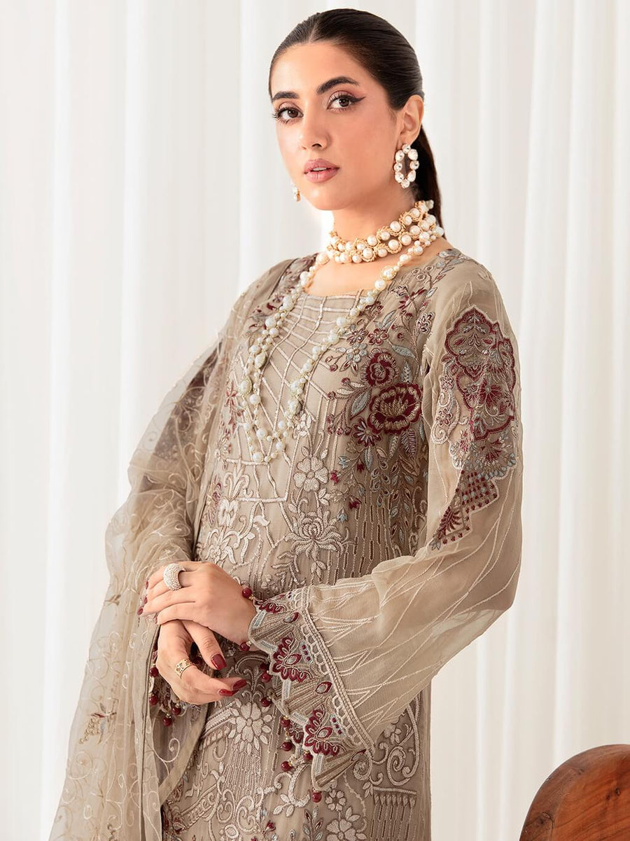 Ramsha Rangoon Vol-10 Luxury Chiffon Unstitched 3Pc Suit D-1009