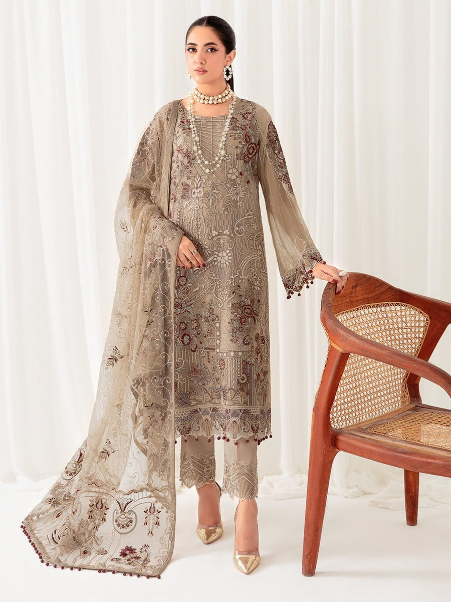 Ramsha Rangoon Vol-10 Luxury Chiffon Unstitched 3Pc Suit D-1009