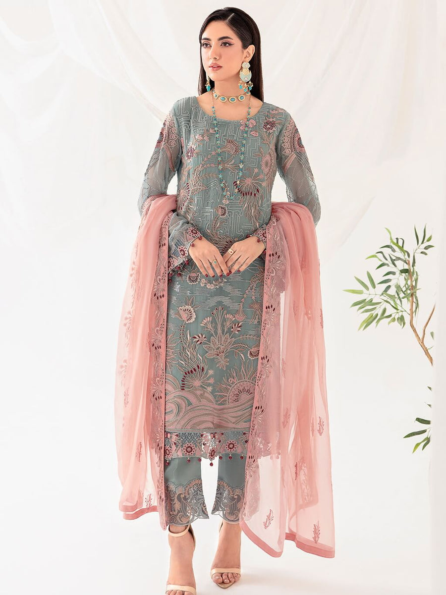Ramsha Rangoon Vol-10 Luxury Chiffon Unstitched 3Pc Suit D-1010