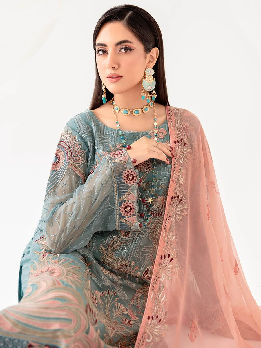 Ramsha Rangoon Vol-10 Luxury Chiffon Unstitched 3Pc Suit D-1010