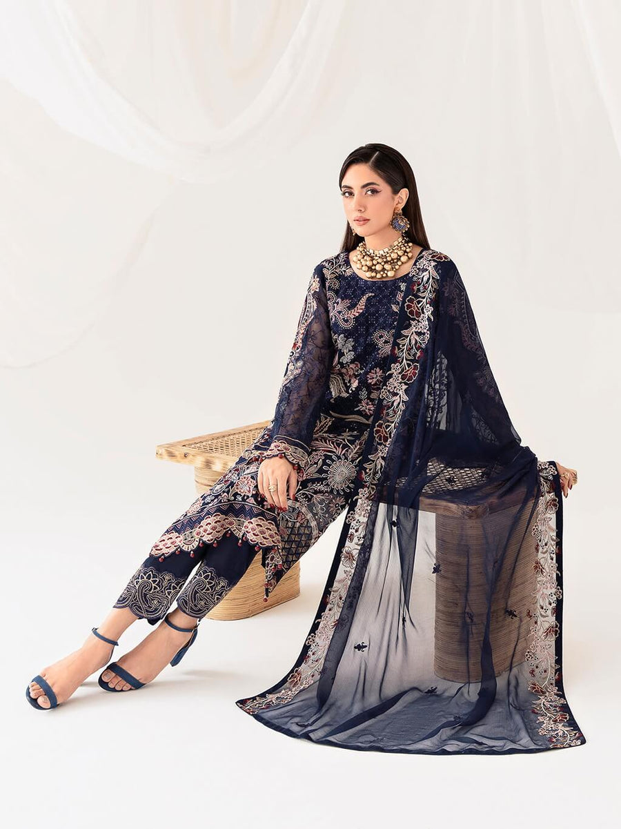 Ramsha Rangoon Vol-10 Luxury Chiffon Unstitched 3Pc Suit D-1011