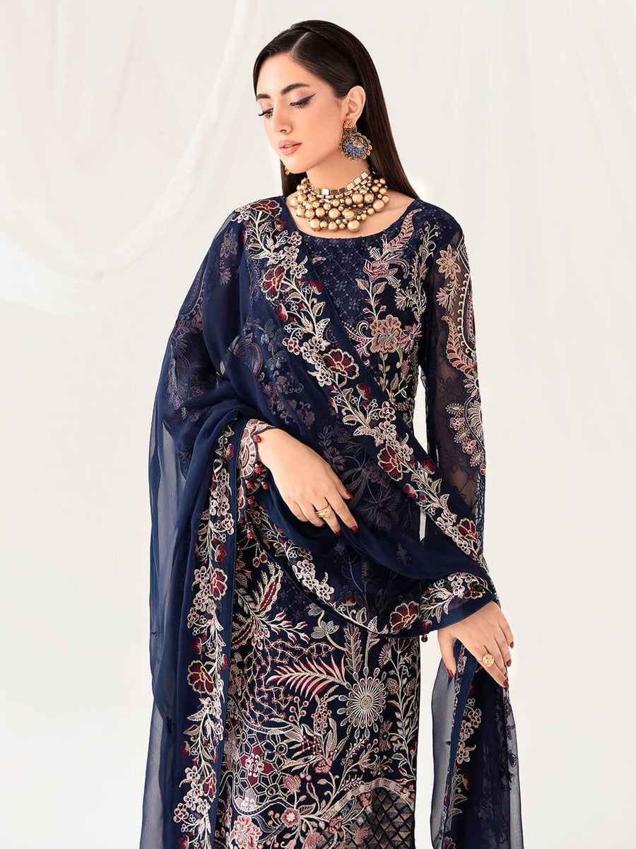 Ramsha Rangoon Vol-10 Luxury Chiffon Unstitched 3Pc Suit D-1011