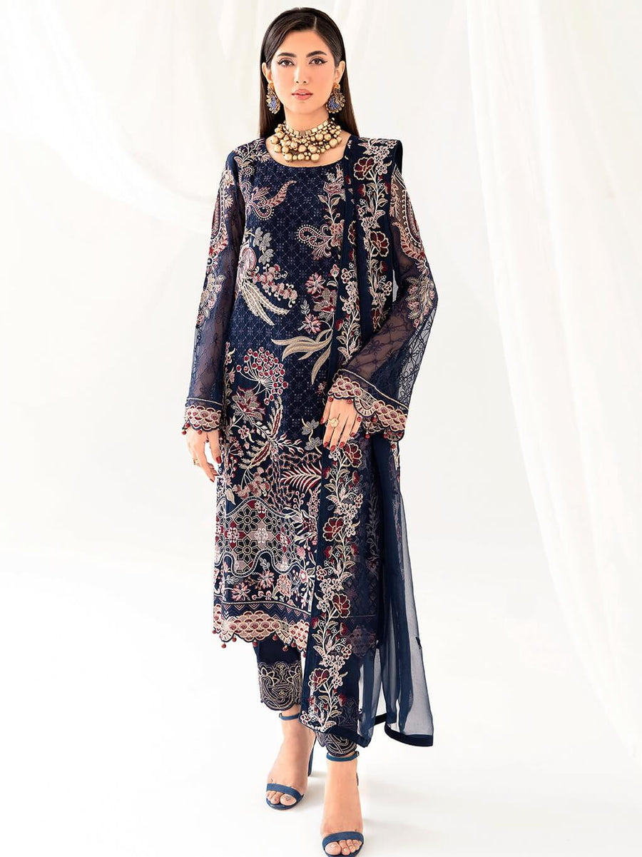 Ramsha Rangoon Vol-10 Luxury Chiffon Unstitched 3Pc Suit D-1011