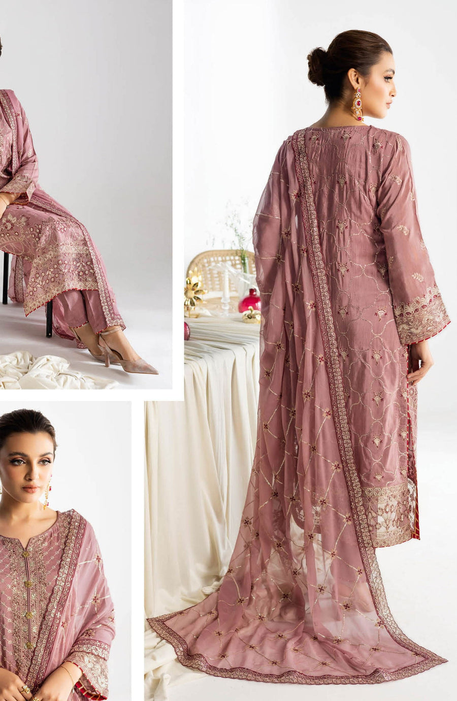 Ramsha Aangan Embroidered Luxury Raw Silk Unstitched 3Pc Suit AA-104