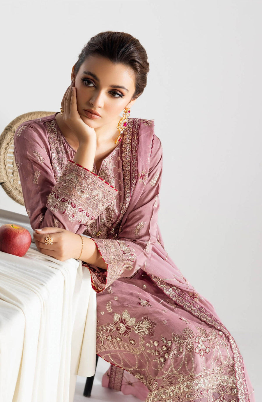 Ramsha Aangan Embroidered Luxury Raw Silk Unstitched 3Pc Suit AA-104
