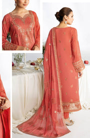 Ramsha Aangan Embroidered Luxury Raw Silk Unstitched 3Pc Suit AA-106