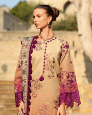Rang Rasiya Carnation Embroidered Linen Unstitched 3Pc Suit D-08 Chai