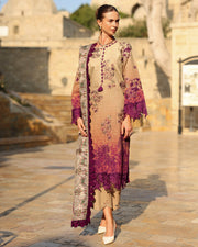 Rang Rasiya Carnation Embroidered Linen Unstitched 3Pc Suit D-08 Chai