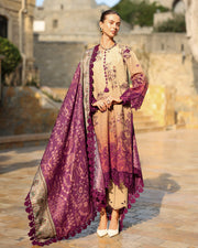 Rang Rasiya Carnation Embroidered Linen Unstitched 3Pc Suit D-08 Chai