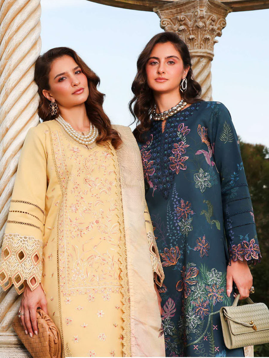 Rang Rasiya Florence Embroidered Lawn Unstitched 3Pc Suit D-10 MIRHA