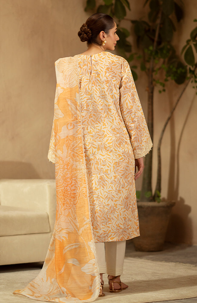 Ilara by Seran Embroidered Cambric Unstitched 3Pc Suit D-10 Miel