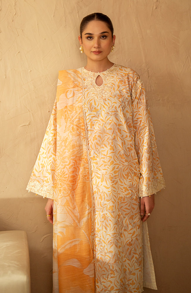 Ilara by Seran Embroidered Cambric Unstitched 3Pc Suit D-10 Miel