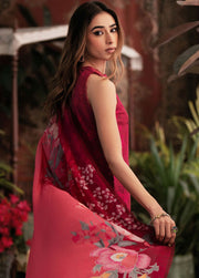 Seran Afsanah Embroidered Lawn Unstitched 3Pc Suit D-10 RUBY