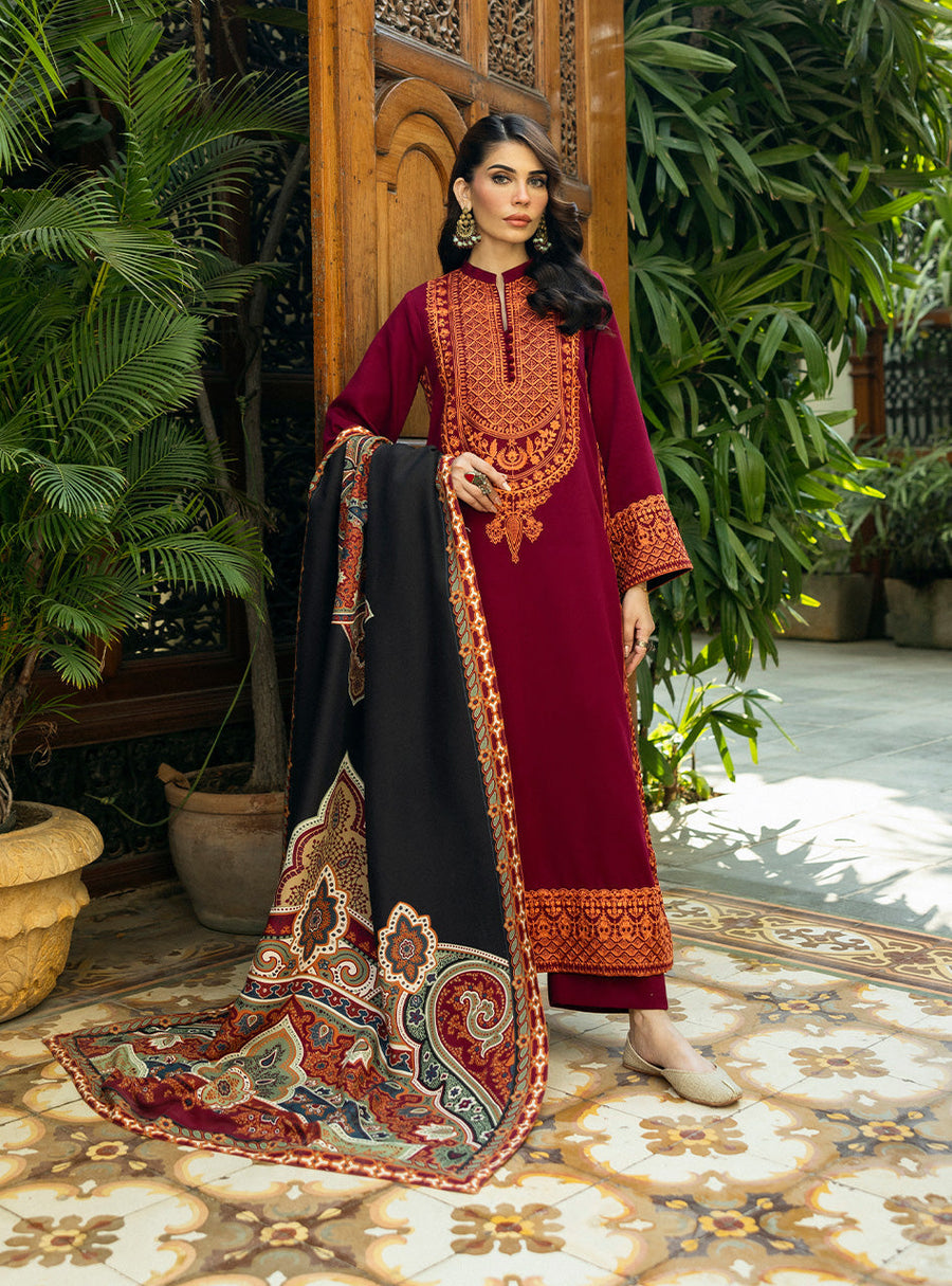 Zainab Chottani Embroidered Herringbone Unstitched 3Pc Suit D-10 Sila