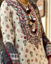 Mushq Broadway Embroidered Jacquard Viscose Unstitched 3Pc Suit - Dreamy Escape