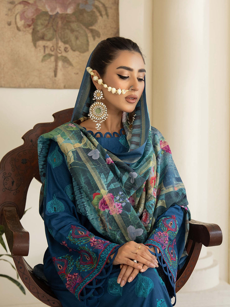 Waresha Kumash Luxury Embroidered Staple Unstitched 3Pc Suit D-10
