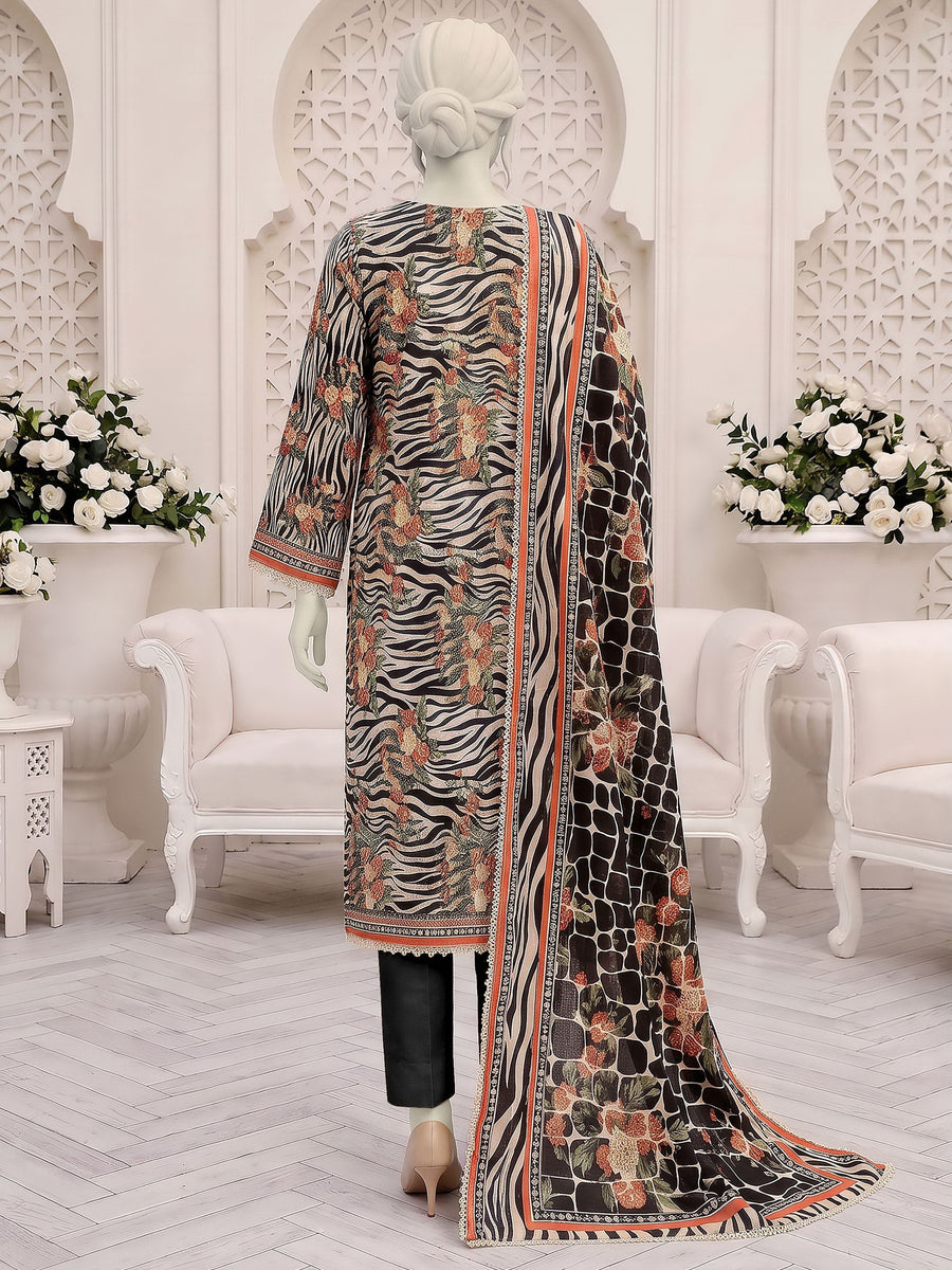 Ittehad X Bin Ameer Linen Essential Unstitched Printed 3Pc Suit D-10