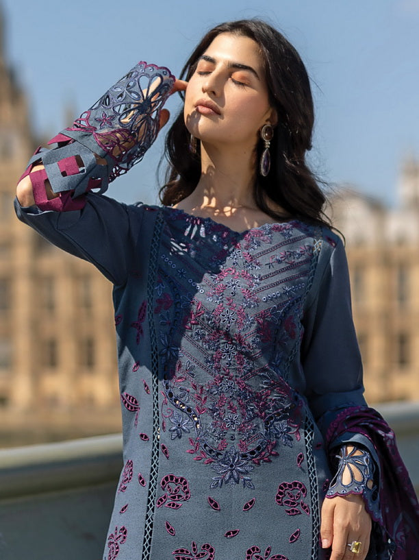 Rang Rasiya Carnation Embroidered Karandi Unstitched 3Pc Suit D-10 Delilah