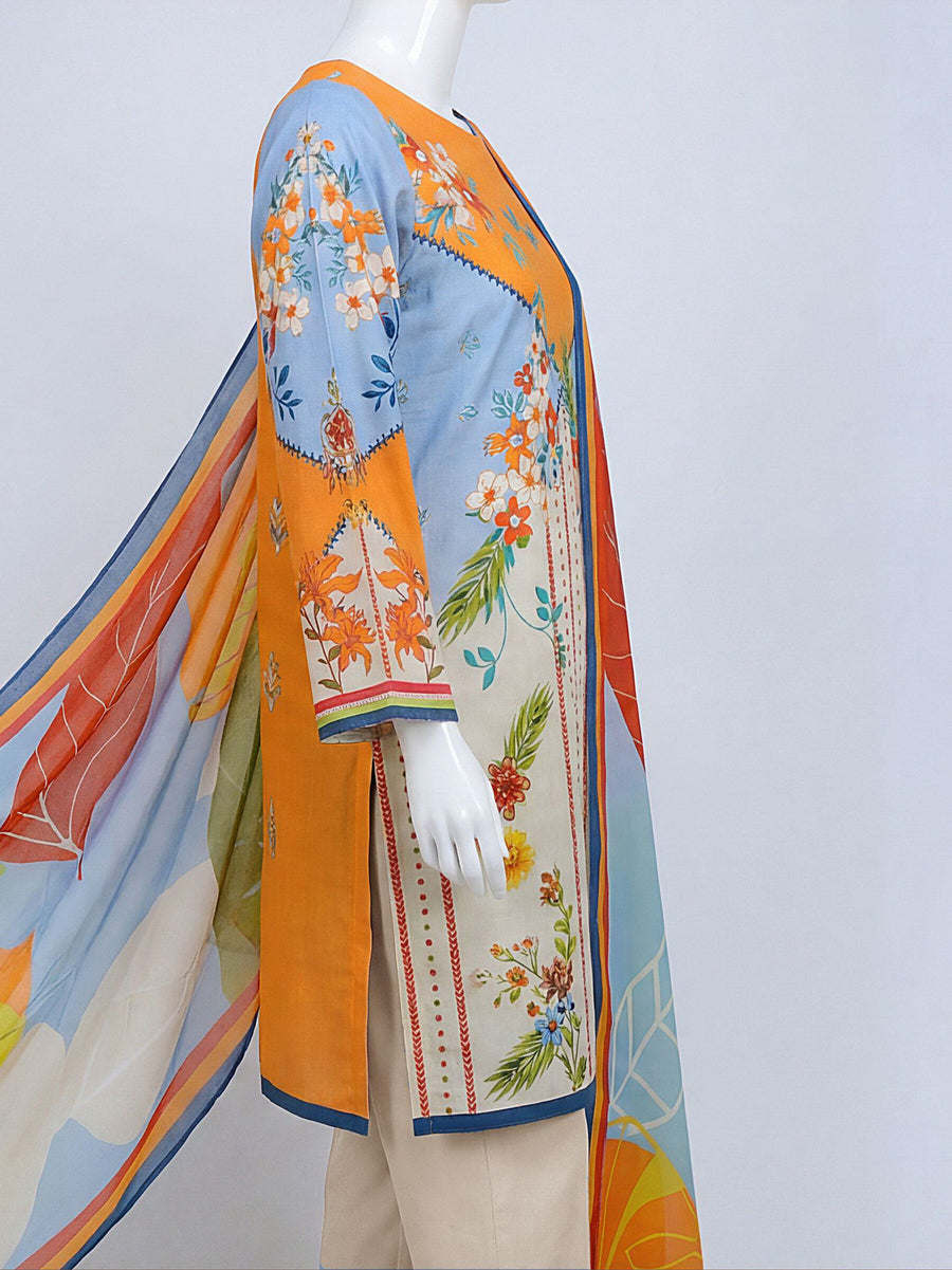 Ittehad Essential Printed Lawn Unstitched 3Pc Suit D-10