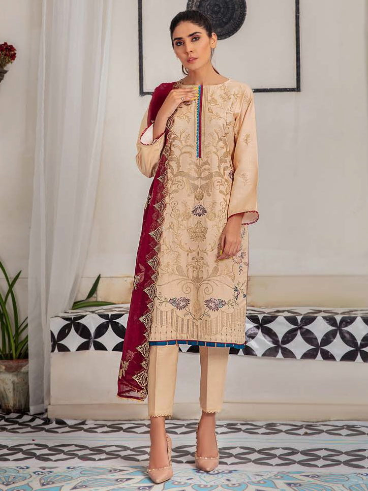 Noir by Humdum Embroidered Slub Linen Unstitched 3Pc Suit D-10