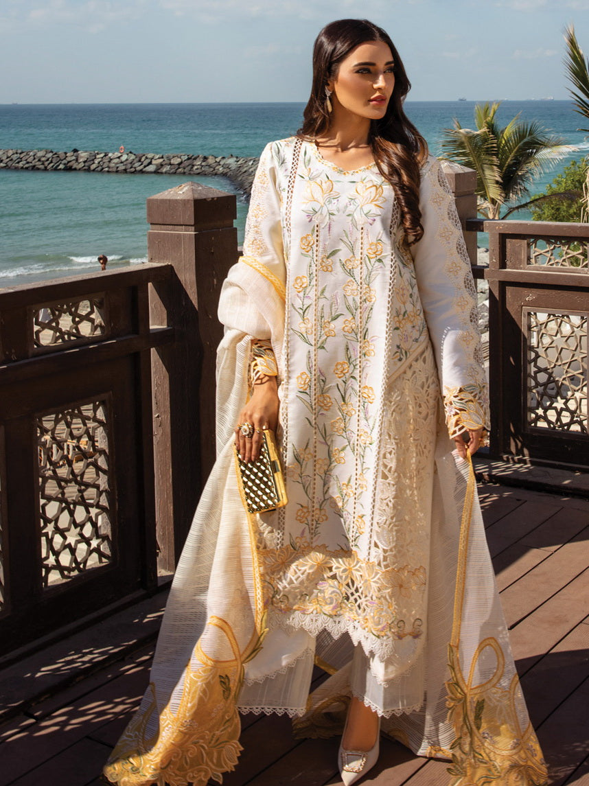 Rang Rasiya Premium Embroidered Lawn Unstitched 3Pc Suit D-07 NOOREH