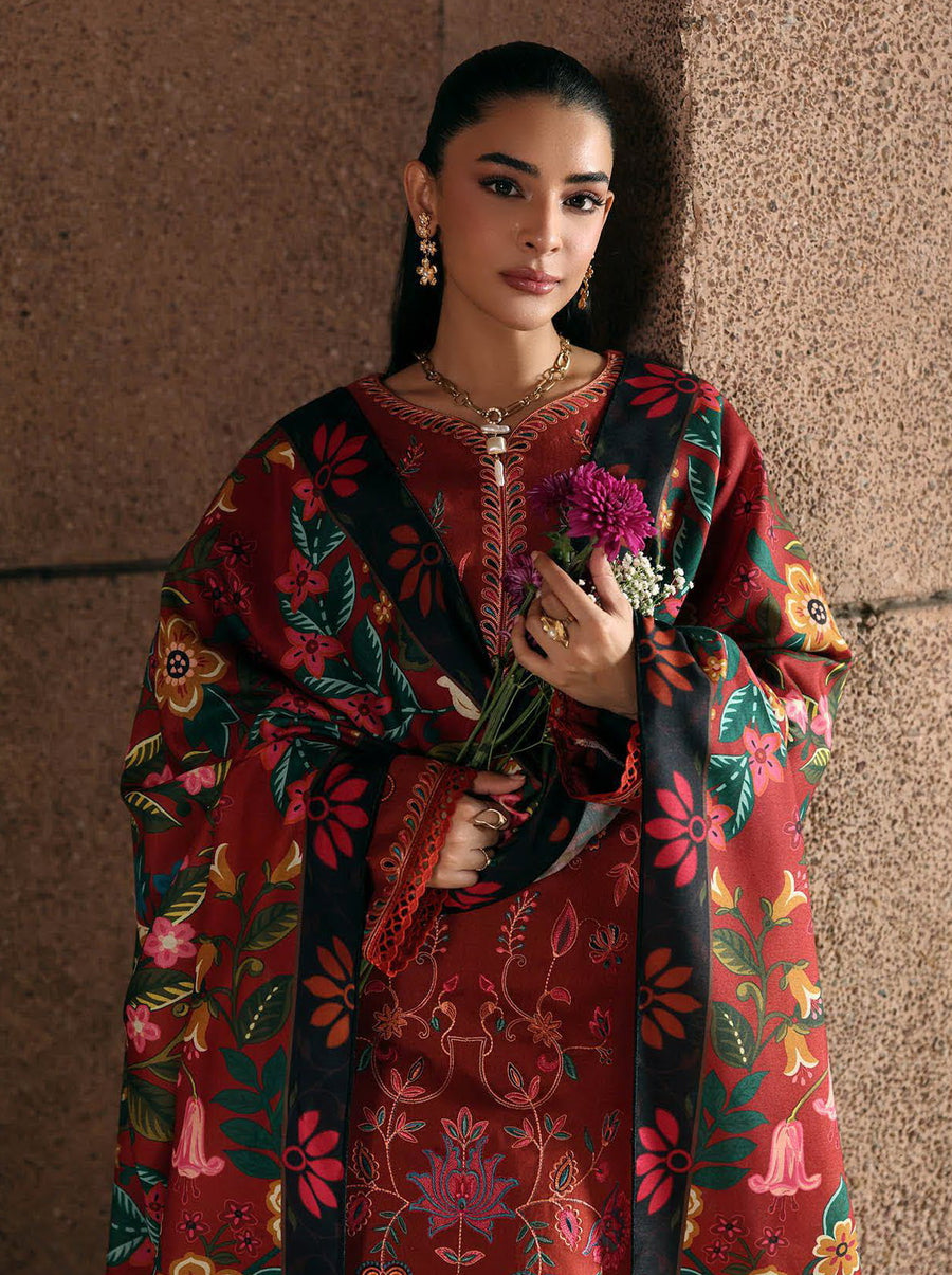 RajBari Premium Embroidered Peach Unstitched 3Pc Suit D-10