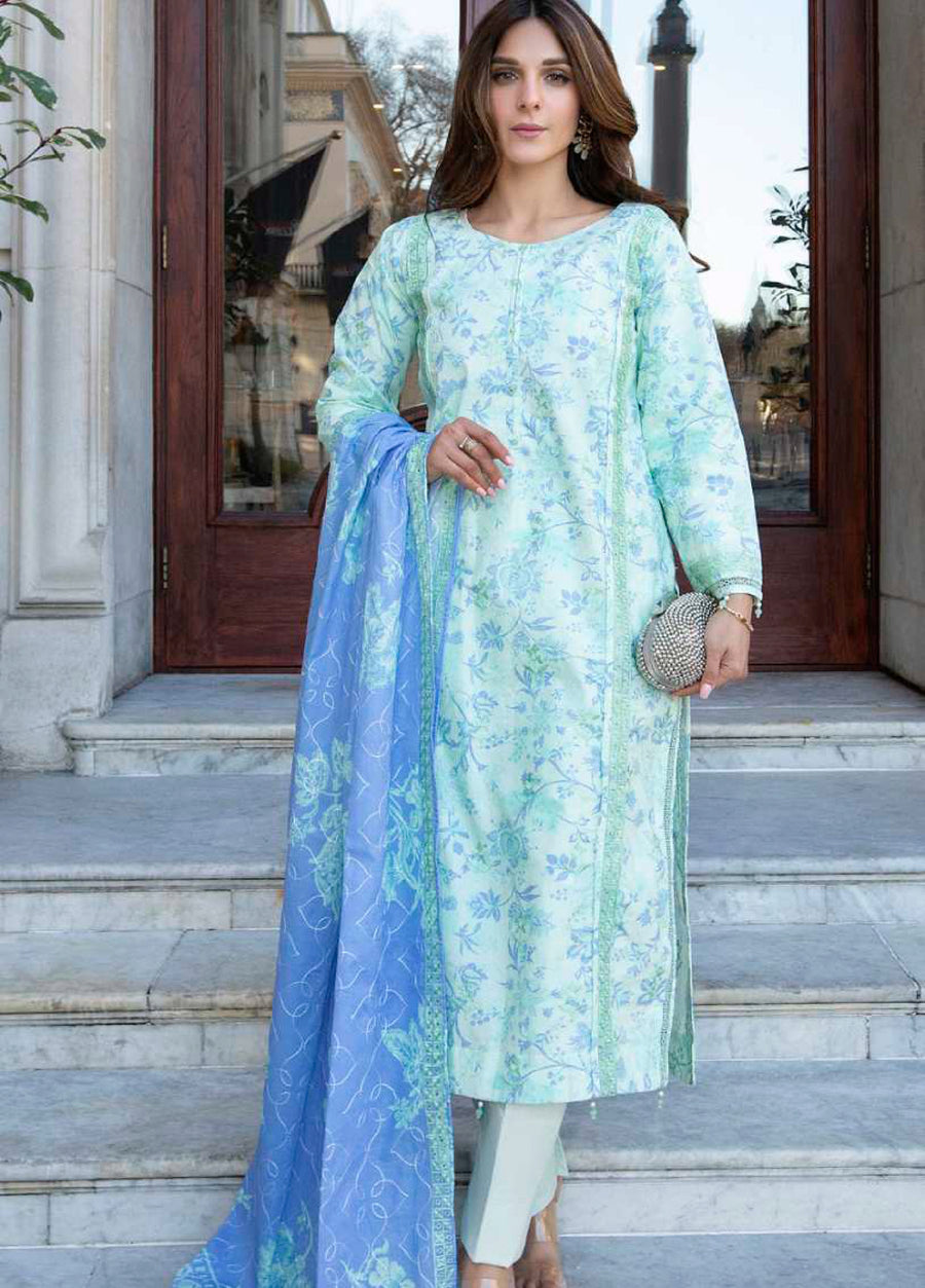AL Zohaib Dhagakari Embroidered Lawn Unstitched 3Pc Suit D-10