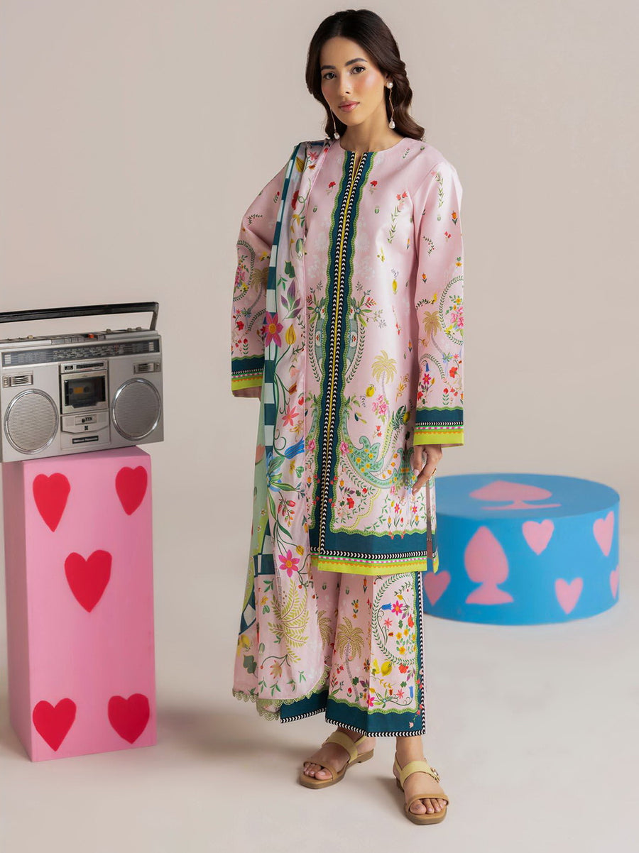 RajBari Amal Summer Prints Exclusive 3Pc Unstitched Lawn Suit D-11
