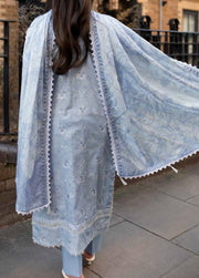 AL Zohaib Dhagakari Embroidered Lawn Unstitched 3Pc Suit D-11