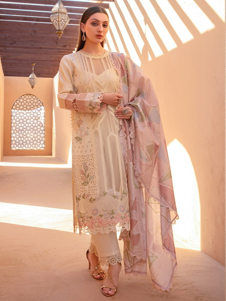 Rang Rasiya Premium Embroidered Lawn Unstitched 3Pc Suit D-11 NOOREH