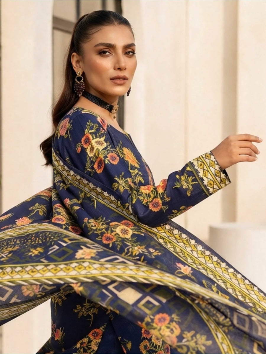 Fiza Noor Digital Printed Marina Unstitched 3Pc Suit D-11