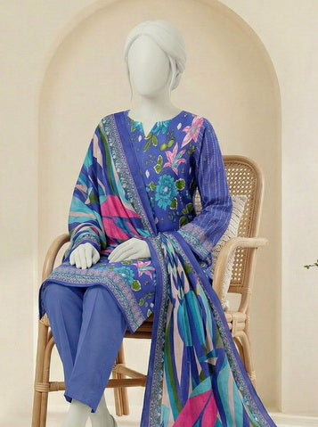 Ittehad Essential Vol-02 Unstitched Printed Lawn 3Pc Suit D-01