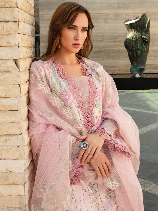Rang Rasiya Carnation Embroidered Lawn Unstitched 3Pc Suit D-11 Amelia