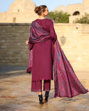 Rang Rasiya Carnation Embroidered Linen Unstitched 3Pc Suit D-11 Espresso