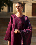 Rang Rasiya Carnation Embroidered Linen Unstitched 3Pc Suit D-11 Espresso