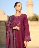 Rang Rasiya Carnation Embroidered Linen Unstitched 3Pc Suit D-11 Espresso