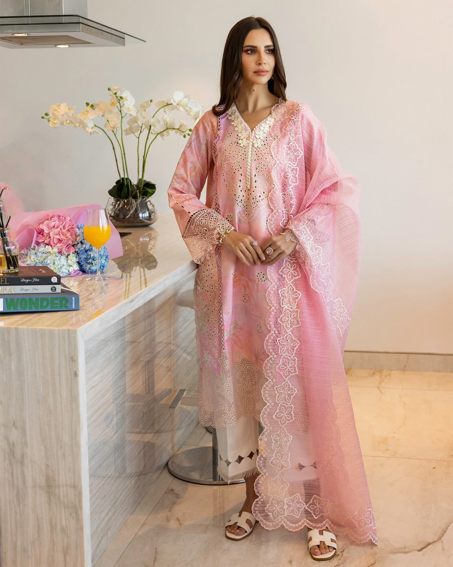 Rang Rasiya Carnation Embroidered Lawn Unstitched 3Pc Suit D-11 FREESIA