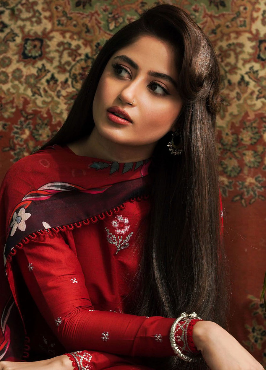 Seran Afsanah Embroidered Lawn Unstitched 3Pc Suit D-11 SHADAB