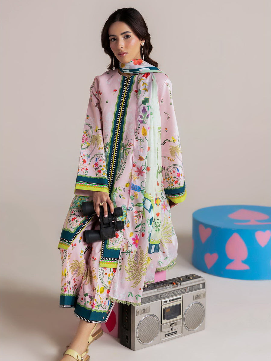 RajBari Amal Summer Prints Exclusive 3Pc Unstitched Lawn Suit D-11