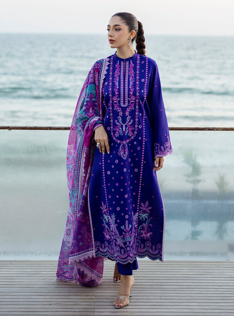 Zainab Chottani Tahra Embroidered Lawn Unstitched 3Pc Suit D-11 ALAYAH