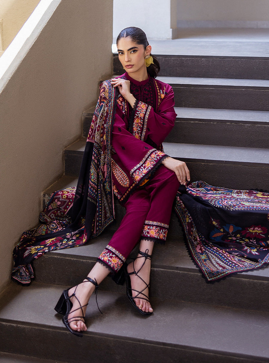 Zainab Chottani Tahra Embroidered Lawn Unstitched 3Pc Suit D-12 MAHAY