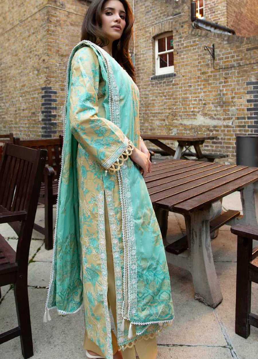 AL Zohaib Dhagakari Embroidered Lawn Unstitched 3Pc Suit D-12