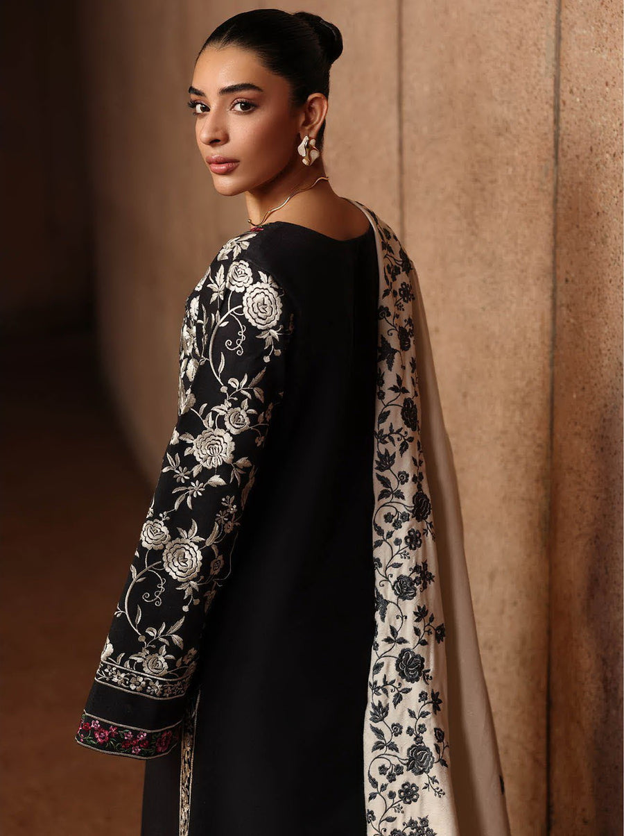 RajBari Premium Embroidered Peach Unstitched 3Pc Suit D-12