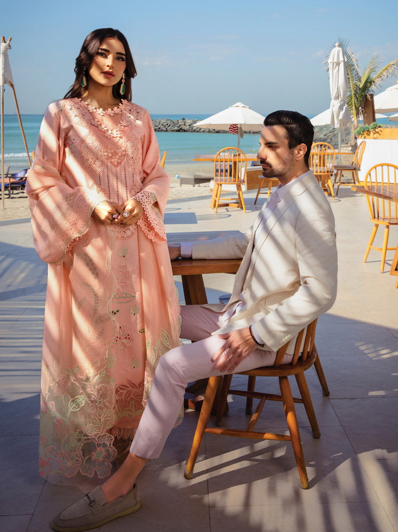 Rang Rasiya Premium Embroidered Lawn Unstitched 3Pc Suit D-08 BAREEHA